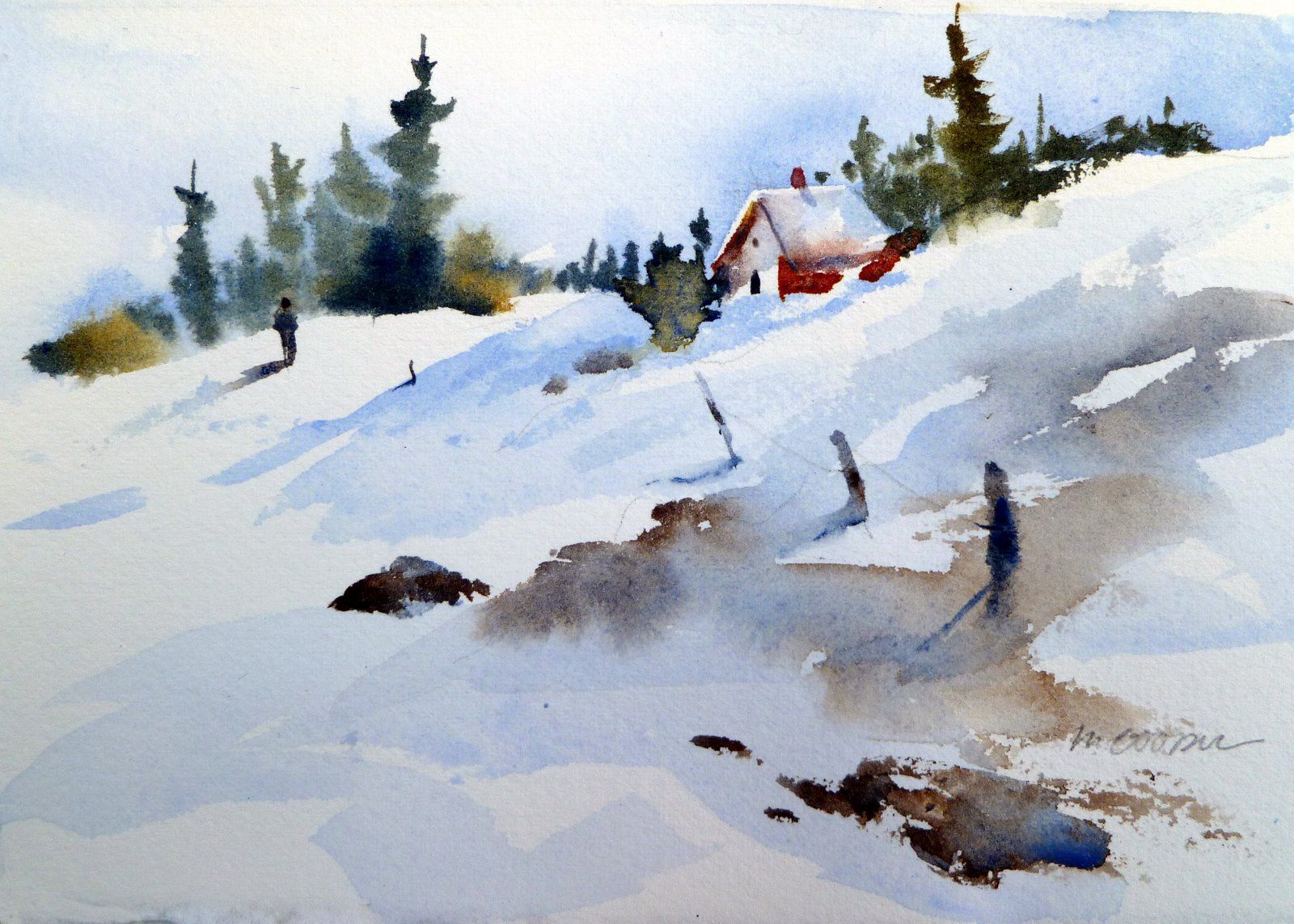 1600x1143 Watercolor Snow Scenes Of The Fall Quarter I Brought Some