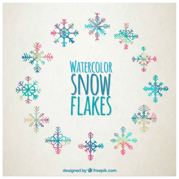 626x626 Watercolor Snowflakes In Colorful Style Vector Free Download