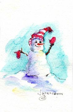 Watercolor Snowman