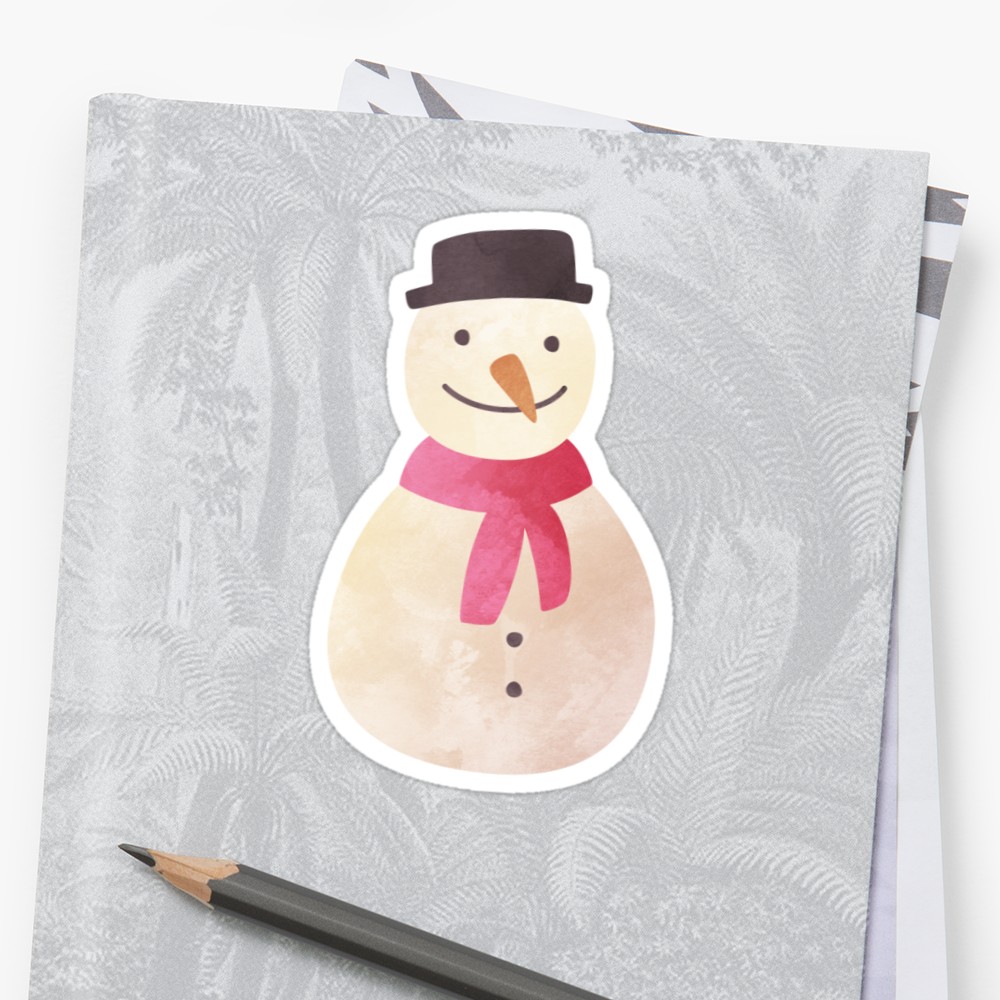 1000x1000 Watercolor Snowman, Winter Snow Art Stickers By Earthlyindigo