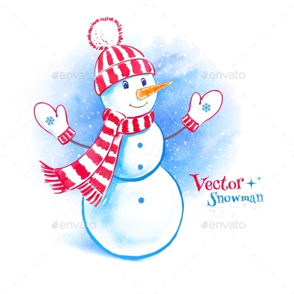 590x589 Watercolor Snowman By Sonya Illustration Graphicriver