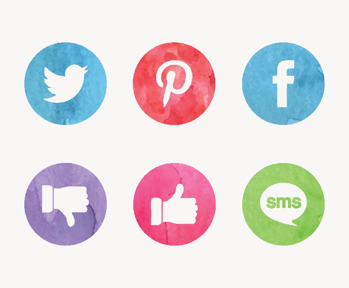 1136x936 Free Watercolor Social Media Vector Icons Vector Art Amp Graphics