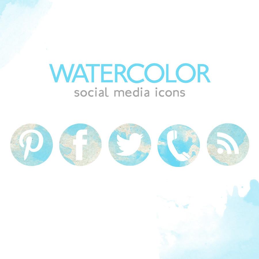 900x900 Watercolor Social Media Icon Set