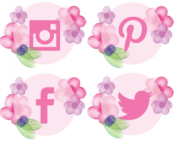 600x488 Watercolor Social Icons