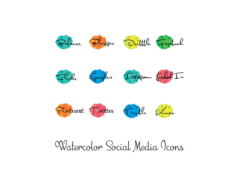 808x606 Watercolor Social Media Icons By Anjana