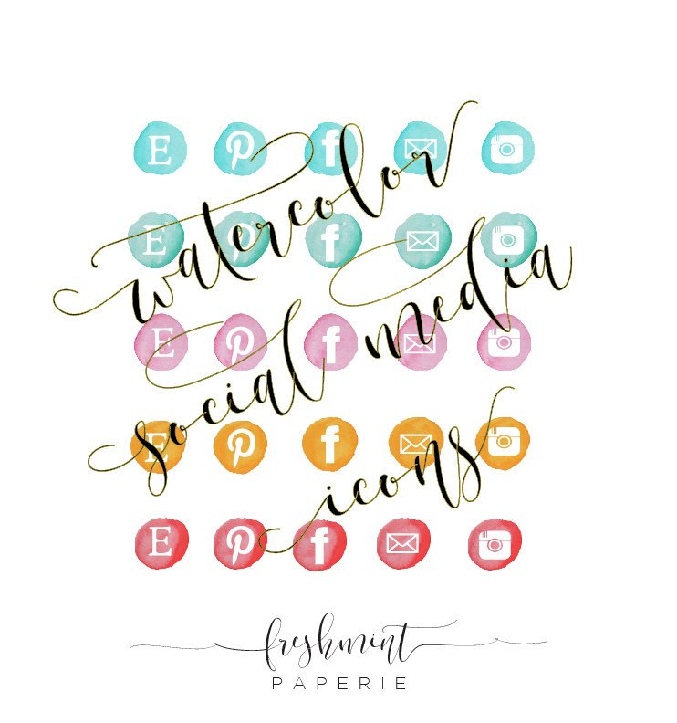 742x792 Watercolor Social Media Icons