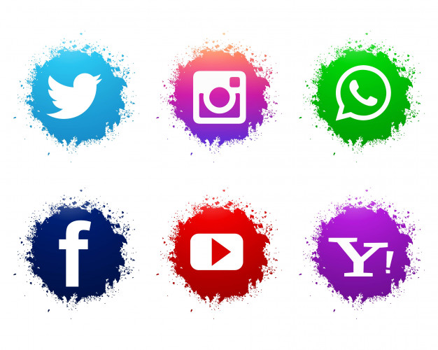 626x500 Abstract Watercolor Social Media Icons Set Vector Free Download