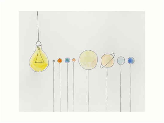 549x413 Our Solar System The Planets Abstract Concept Watercolor Art