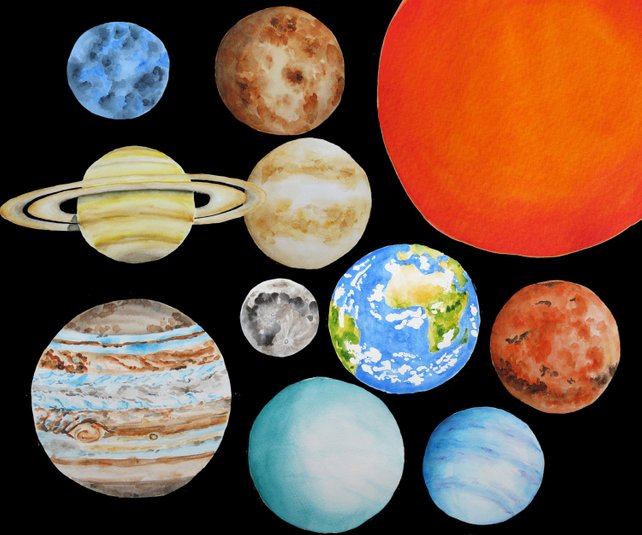 642x535 Planets Clipart Solar System Clipart Watercolor Planets Etsy
