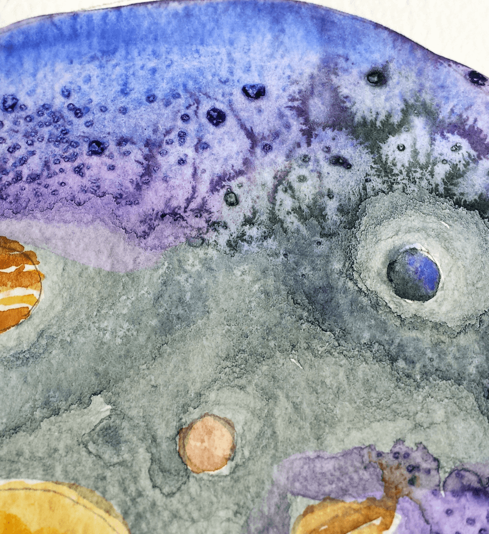 1000x1090 Solar System Freestyle Watercolor Space Art Astronomy Art