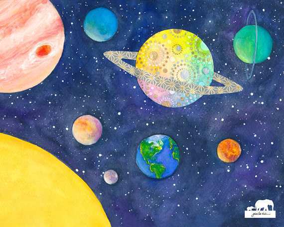 570x456 Solar System Painting Lovely Items Similar To Print Of A