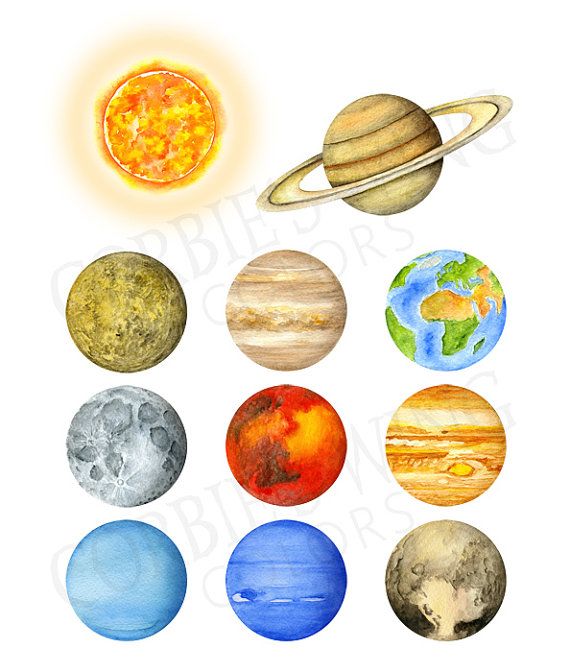 570x672 Watercolor Solar System, Planets, Universe. Home Decor, Wall Art