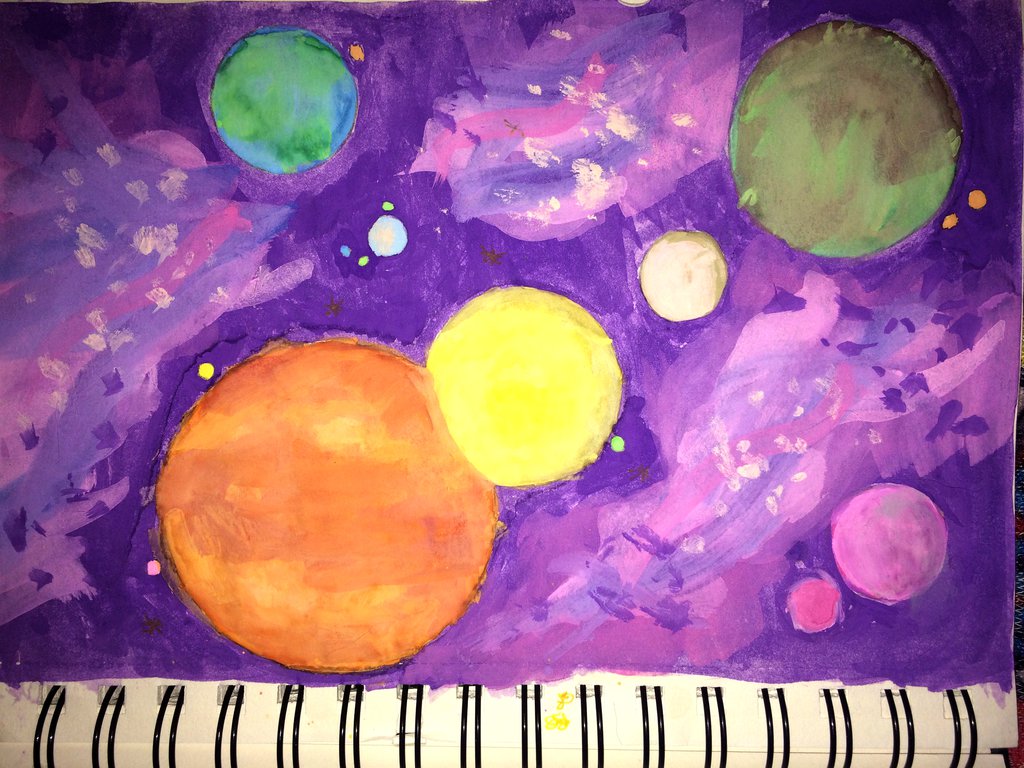 1024x768 Watercolor Solar System