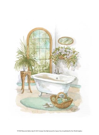 316x432 Watercolor Bath In Spa Ii Fine Art Print By Jerianne Van Dijk
