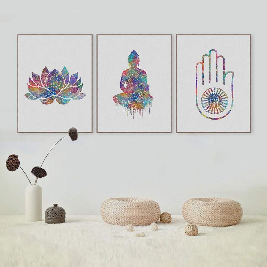 900x900 Watercolor Buddha Art Spiritual Free Spirit Yoga Spa Hand Chakra