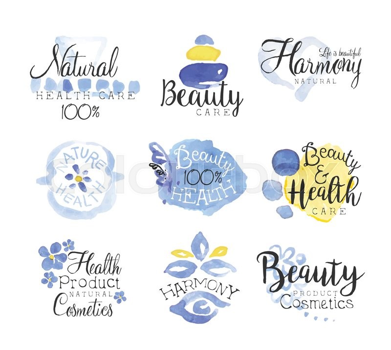 800x716 Beauty And Spa Promo Signs Colorful Set Of Watercolor Stylized