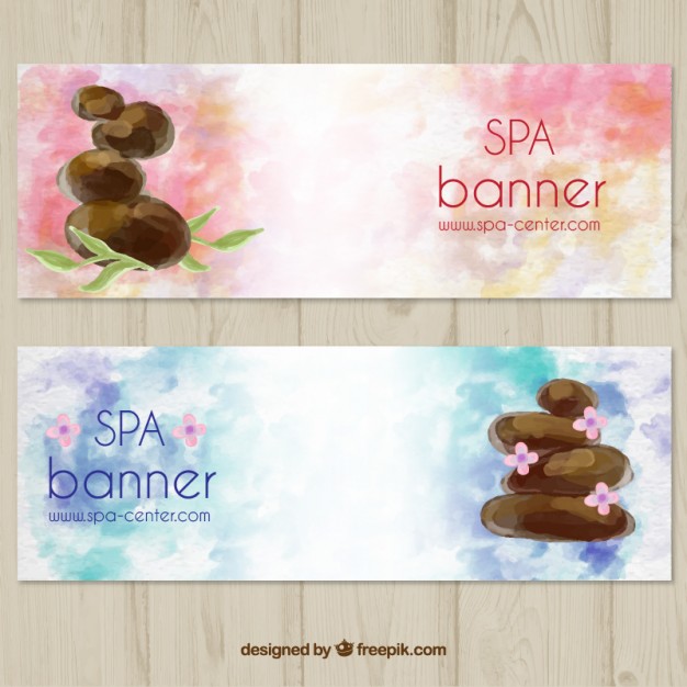 626x626 Watercolor Spa Banner Set Stock Images