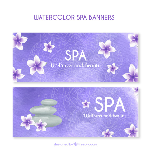 626x626 Watercolor Spa Banners Stock Images