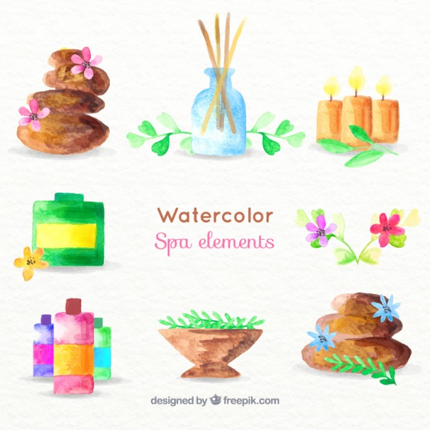626x626 Watercolor Spa Elements Stock Images