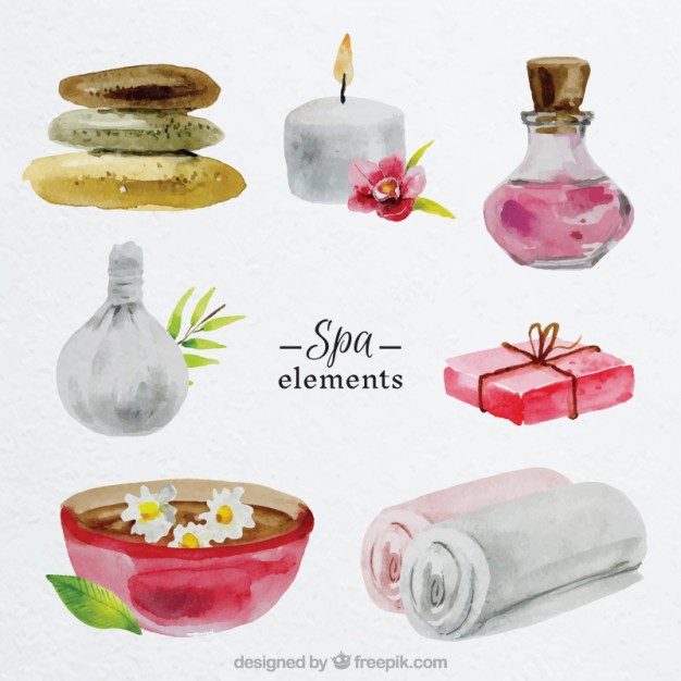 626x626 Watercolor Spa Elements Vector Free Download