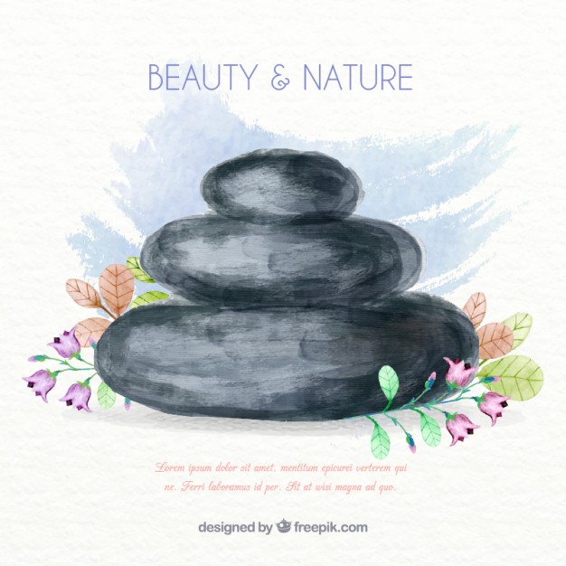 626x626 Watercolor Spa Stones Background Stock Images