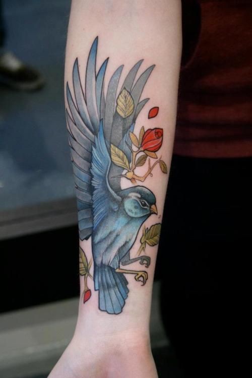 500x750 Classic Sparrow Watercolor Tattoo On Forearm For Girls Search