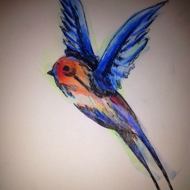 640x640 Ink And Watercolor Swallow Tattoo Design Tattoos