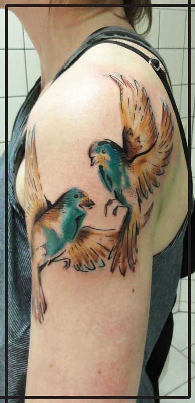 387x800 Berlin Ink ~ Watercolor Birds Tattoos And Trends