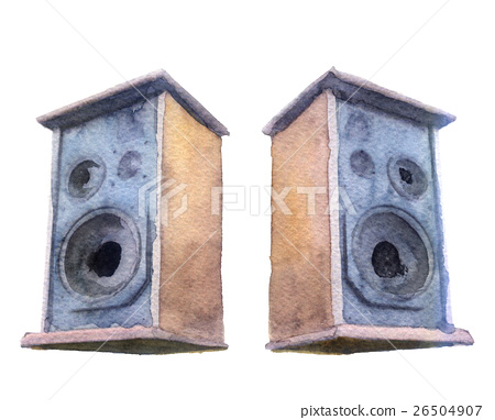 450x382 Watercolor Sketch Of Speakers On White Background