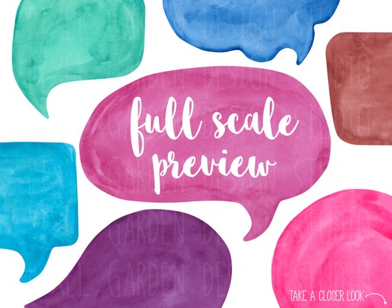 570x448 Speech Bubble Clipart. Watercolor Speech Bubble Clip Art. Hand Etsy