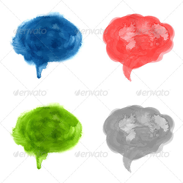 590x590 Watercolor Speech Bubble Set. Vector By Luckyguy Graphicriver