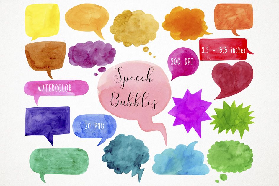 945x630 Watercolor Speech Bubbles Clipart, Bubbles Talk