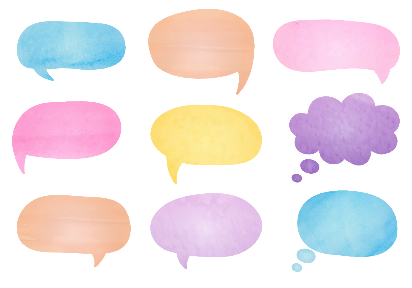 1400x980 Watercolor Speech Bubbles Free Vector Art