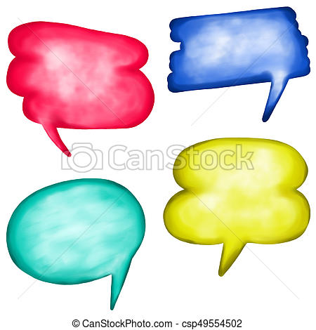 450x470 Watercolor Speech Bubble Set. A Set Of Four Digitally Painted