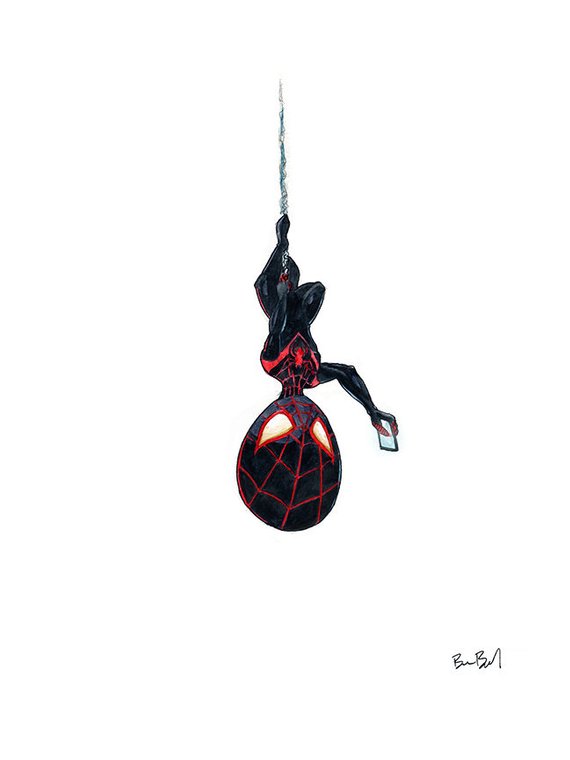 570x760 Miles Morales Spider Man Fan Art Watercolor Print Etsy