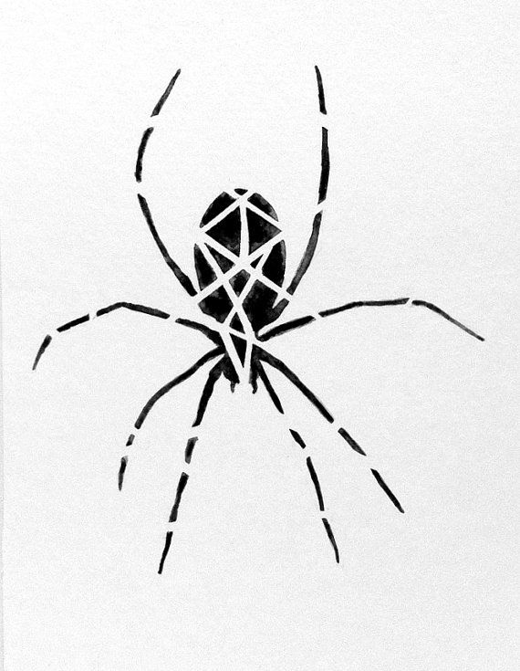 570x735 Original Geometric Black Spider Watercolor Painting By Prettyinc