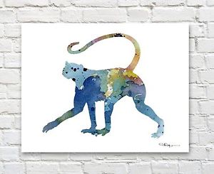 300x245 Spider Monkey Abstract Watercolor Painting Art Print By Artist Dj