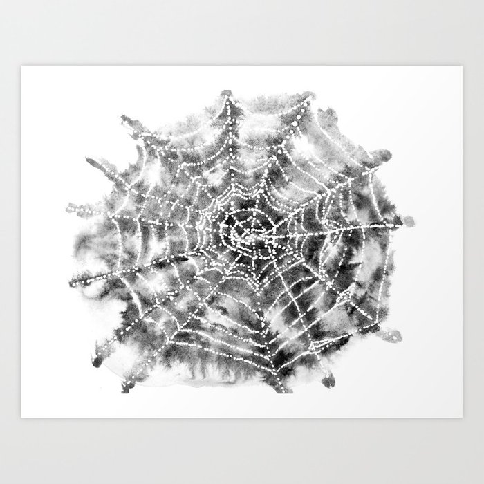 700x700 Watercolor Spider Web Halloween Art Art Print By