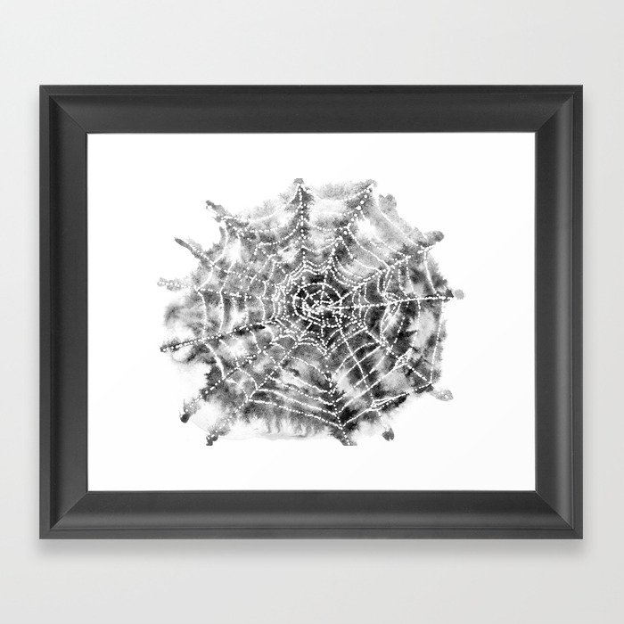 700x700 Watercolor Spider Web Halloween Art Framed Art Print By