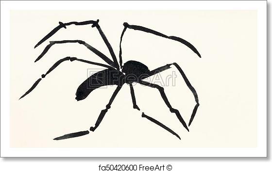 560x355 Free Art Print Of One Spider Hand Painted On Cream Colored Paper