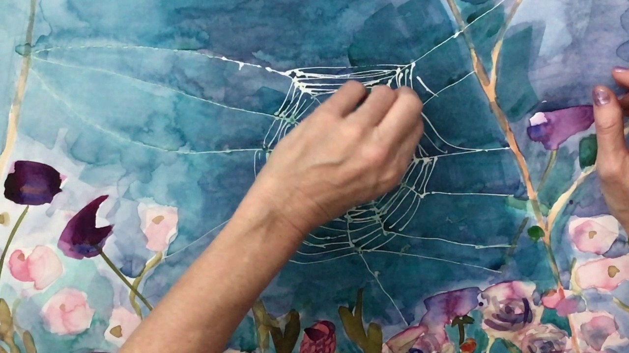 1280x720 Watercolor Painting Of Spider Web With Masquepen