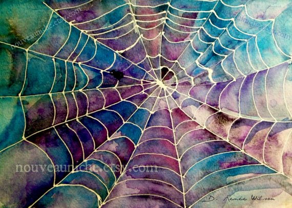 570x407 Halloween Printable Decor Diy Decor Spider Web Watercolor Art Etsy