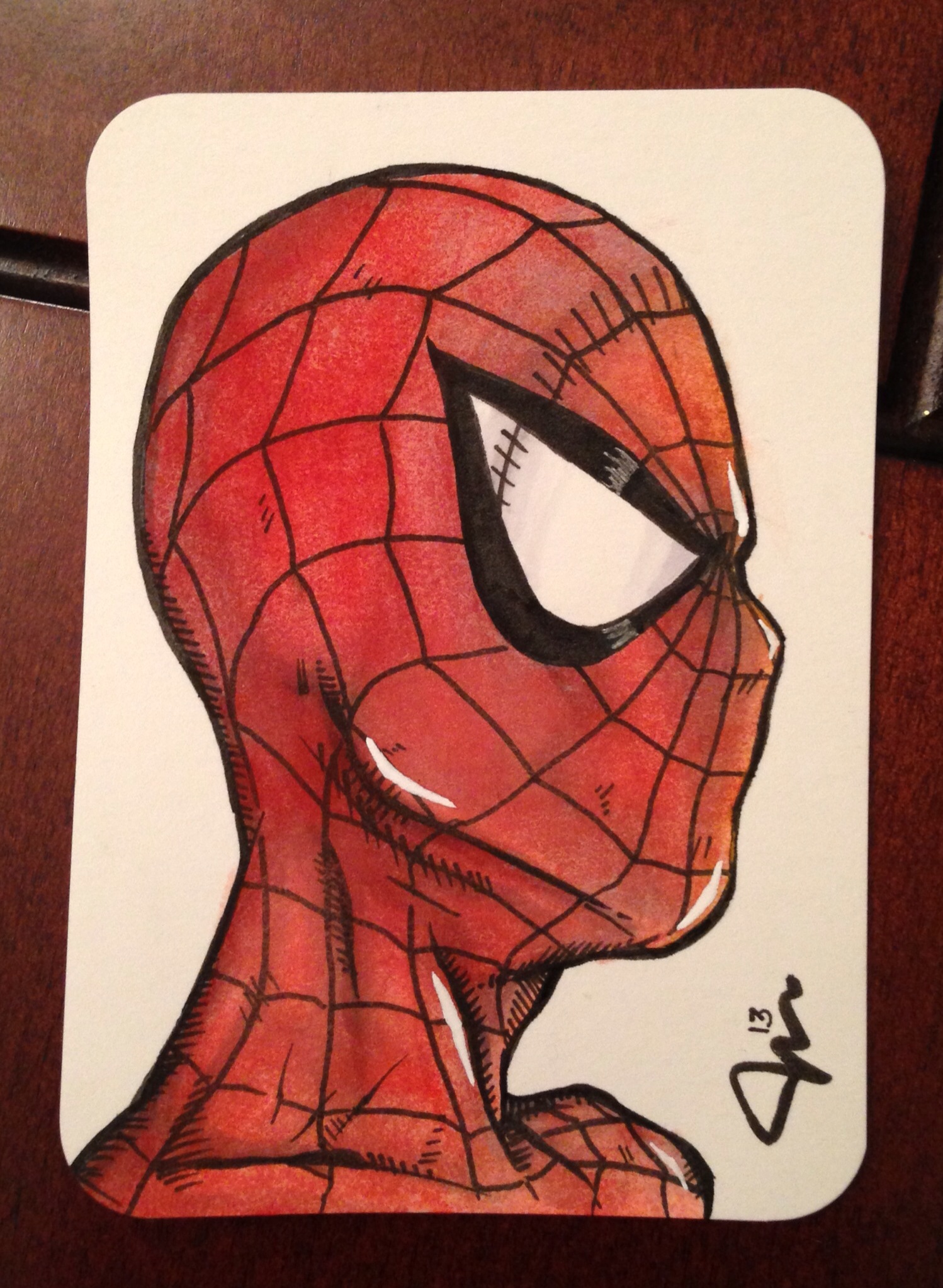 1498x2047 Spiderman Aceo Card In Watercolor, Ink Amp Marker (2.5 X 3.5) Art