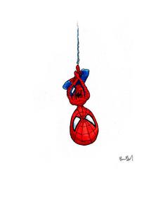225x300 Spiderman Hangs From His Web Watercolor Print Ben Byrd Art