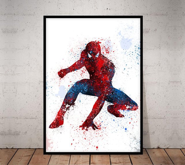 642x574 Spiderman Poster Watercolor Spiderman Superhero Print Etsy