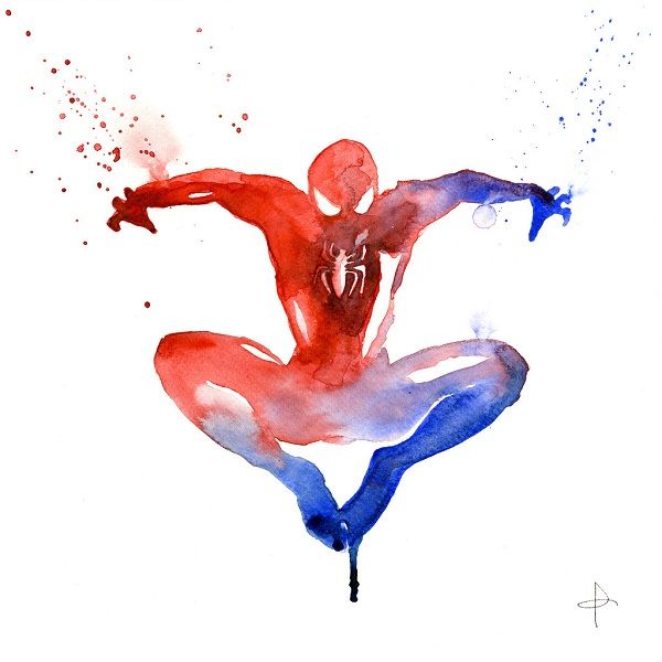 600x600 Superhero Watercolor Art Prints Spider Man