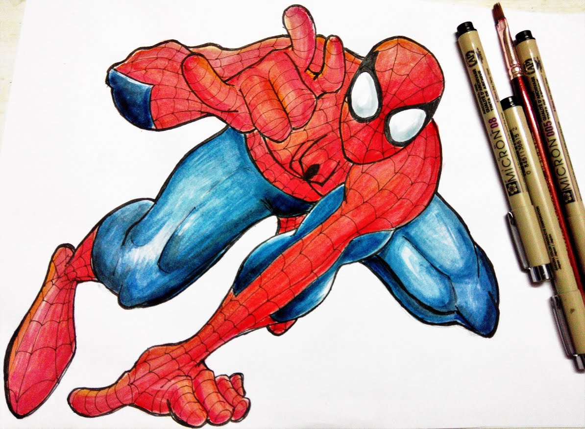 1194x875 Speed Drawing Spiderman Part 2 Comic Drawing Colouring With