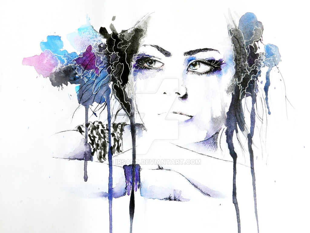 1024x768 Music Splash, Portrait In Watercolor By Irsart