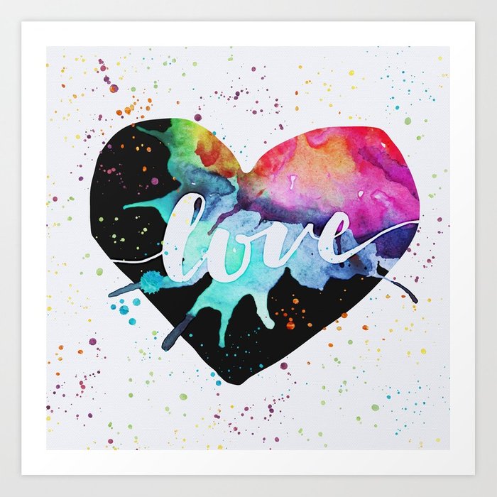700x700 Rainbow Heart Love Watercolor Splash Art Print By Erinmorris