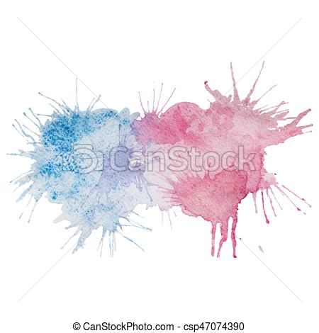 450x470 Vector Pink And Blue Watercolor Splash Stain. Vector Watercolor
